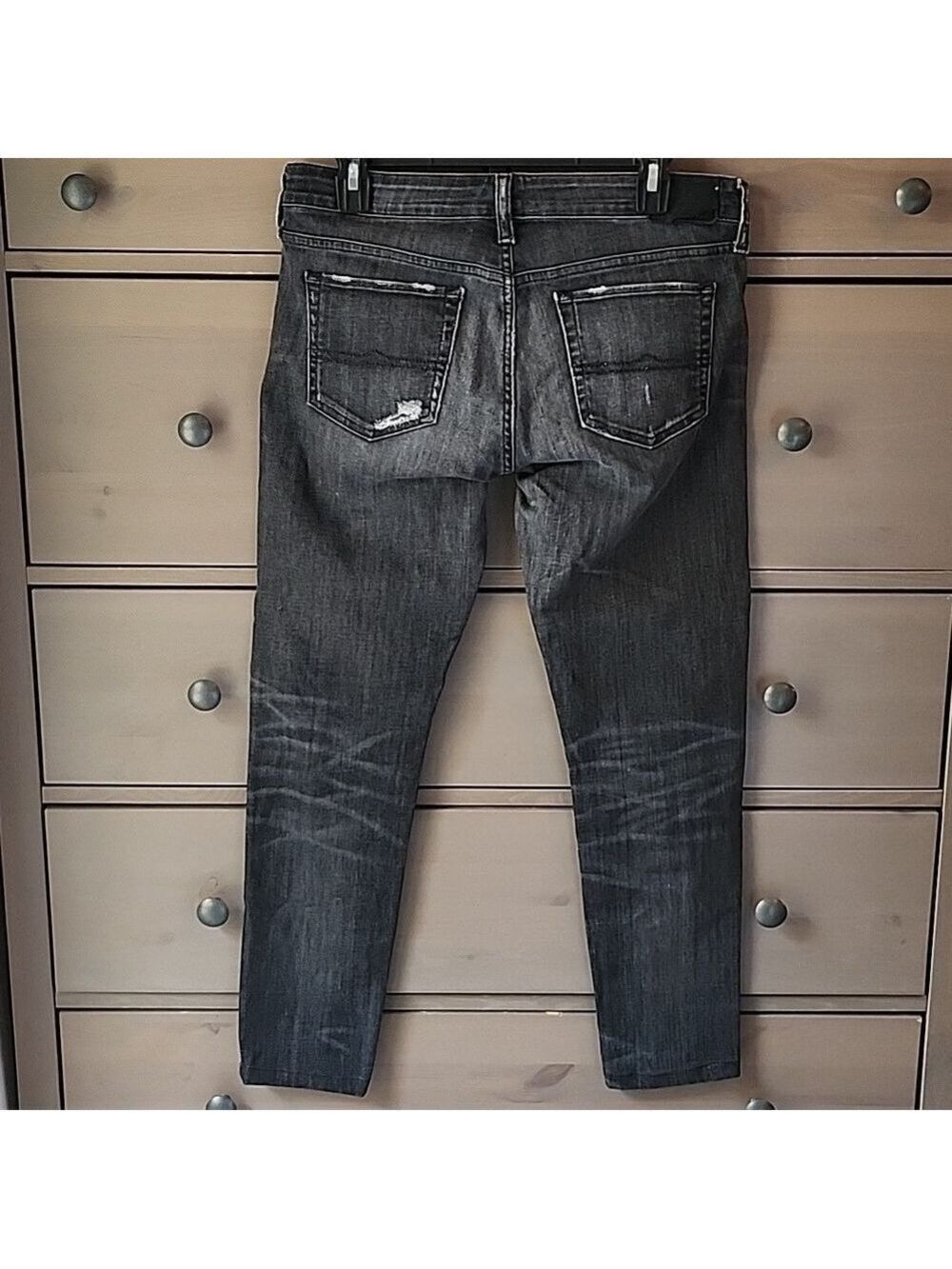Denim Supply Ralph Lauren Black Skinny Jeans DISTRESSED Black Rose Applique - Picture 3 of 10